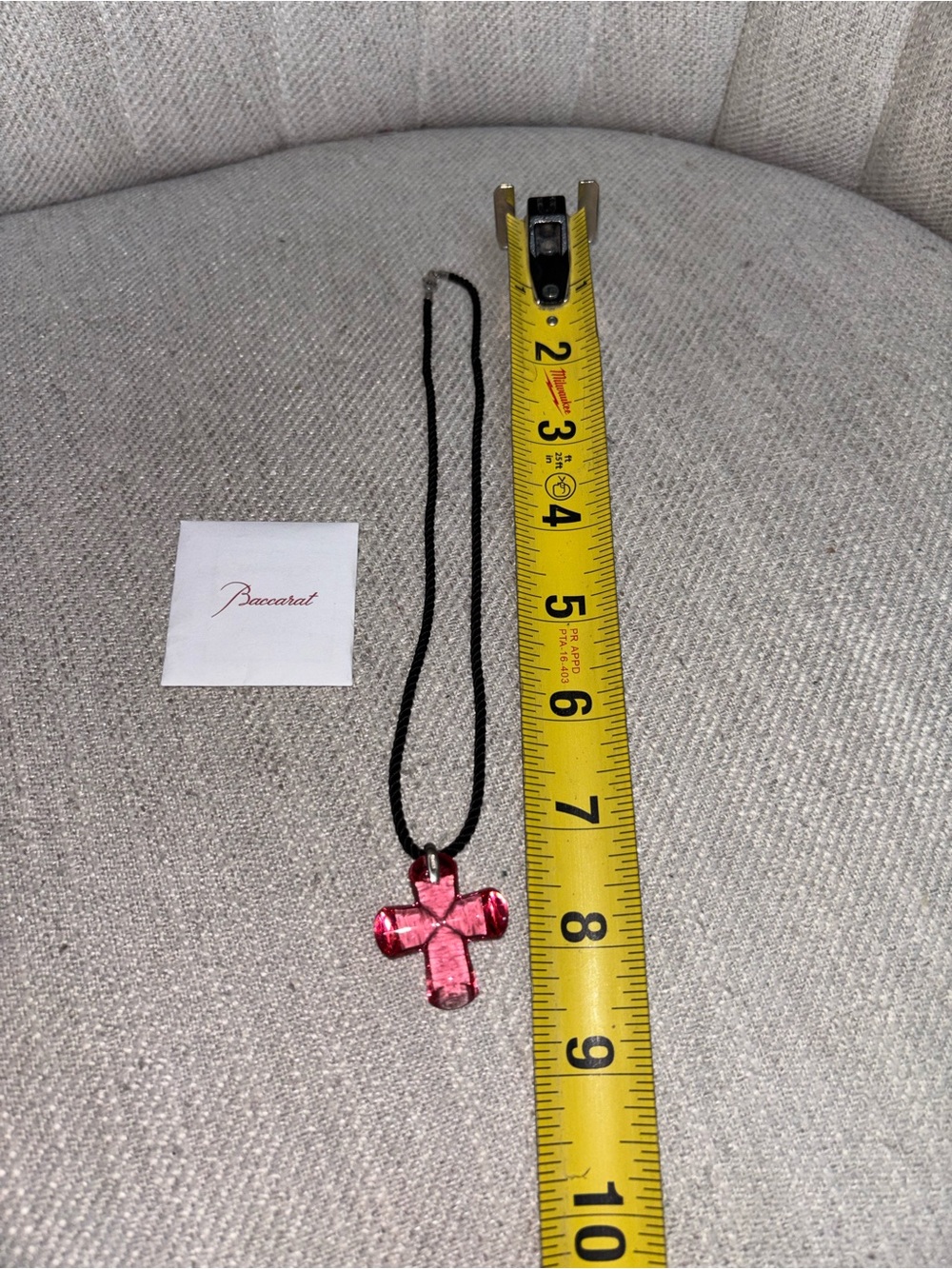 BACCARAT Pink Crystal Cross Pendant Necklace with Box - Picture 3 of 5